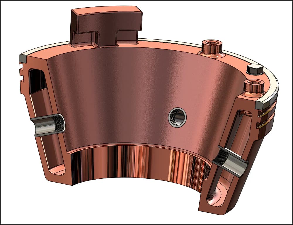 3D CAD model of an industrial copper component developed by Itametais engineering