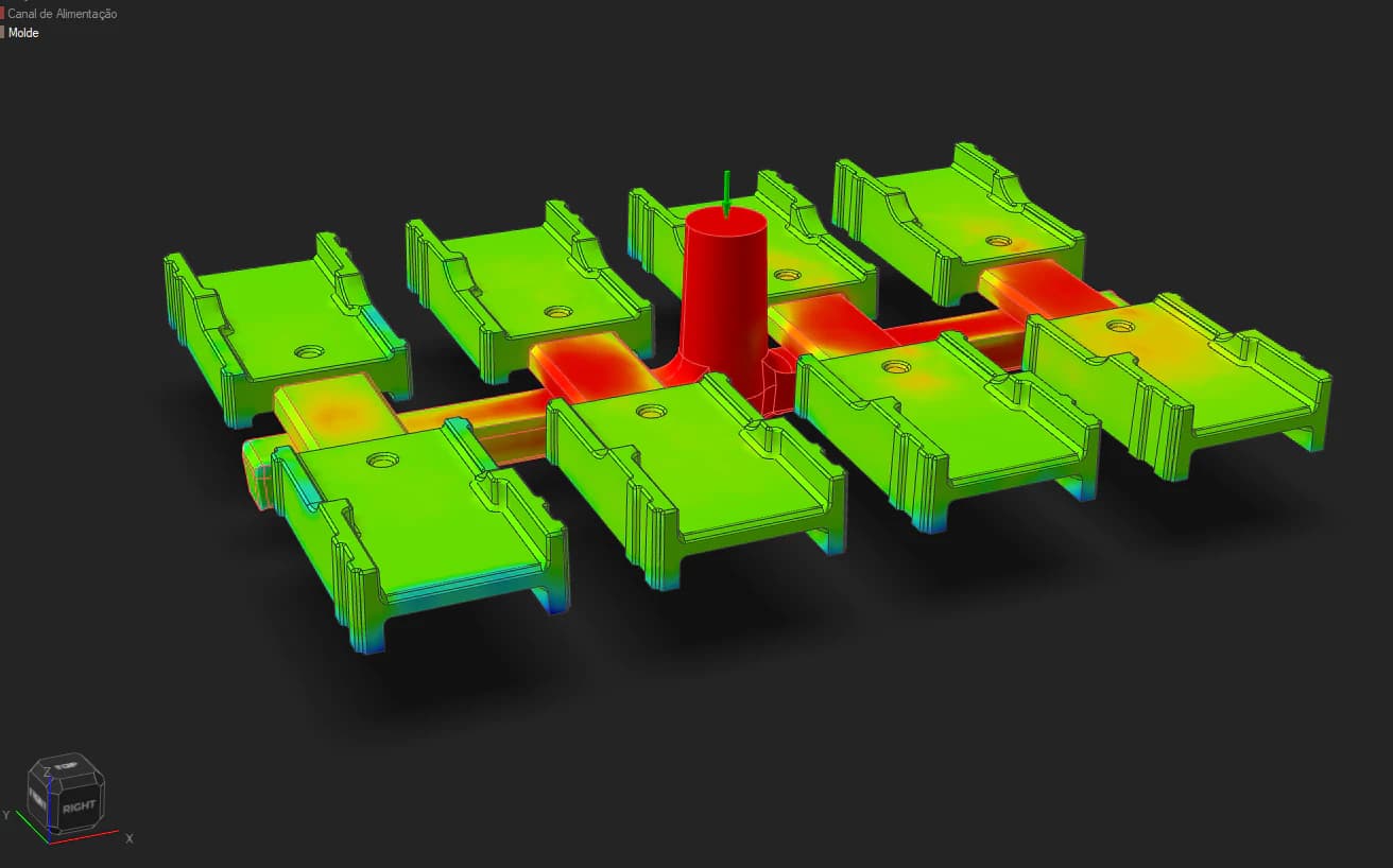 Casting simulation of multiple parts with a shared feeding system